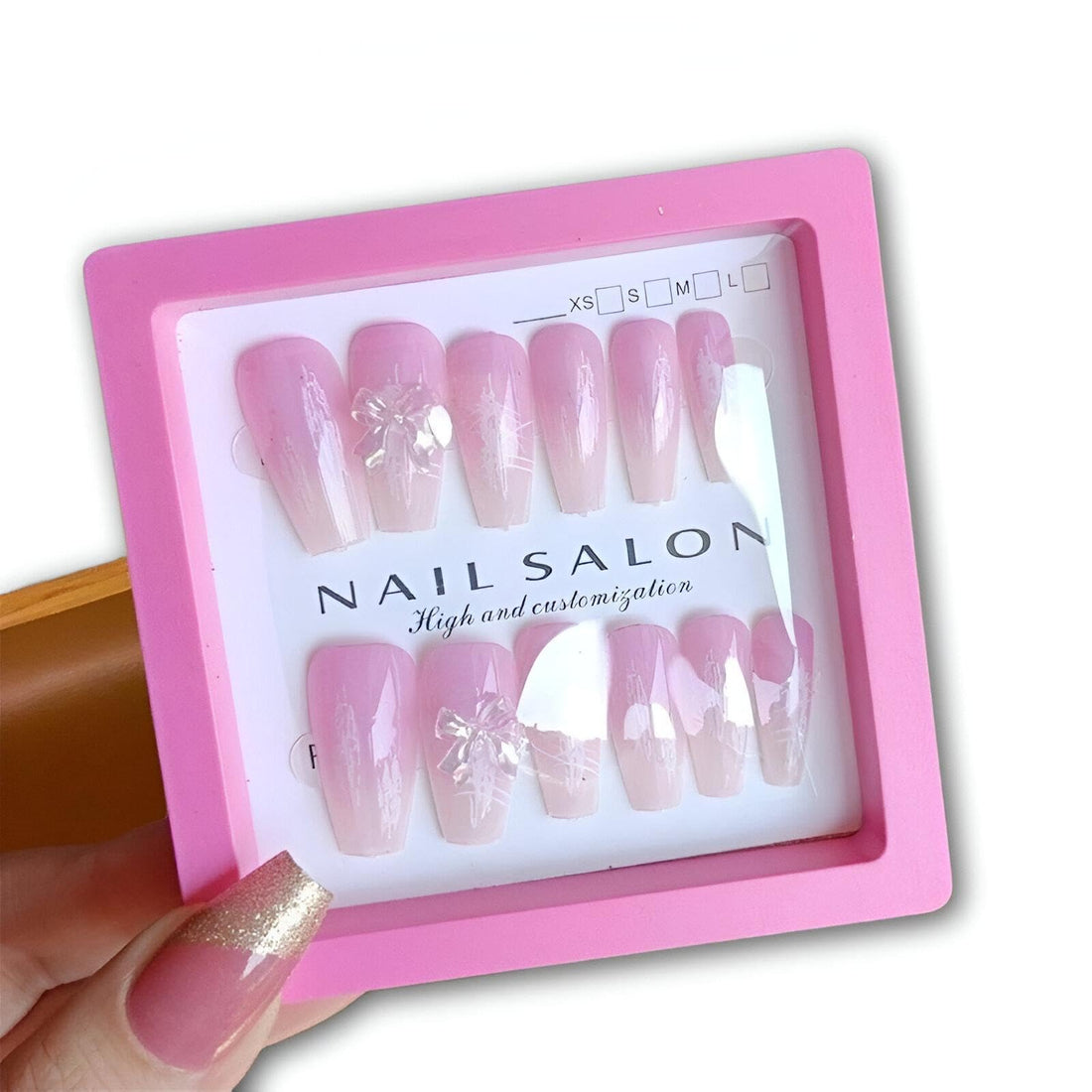 Luxury False Nails - Medium Almond Red Glossy Set with 3D Pearl Bow Accents and Full Cover Tips, Easy to Apply Artificial Nails for a Sophisticated Valentines Gift Look
