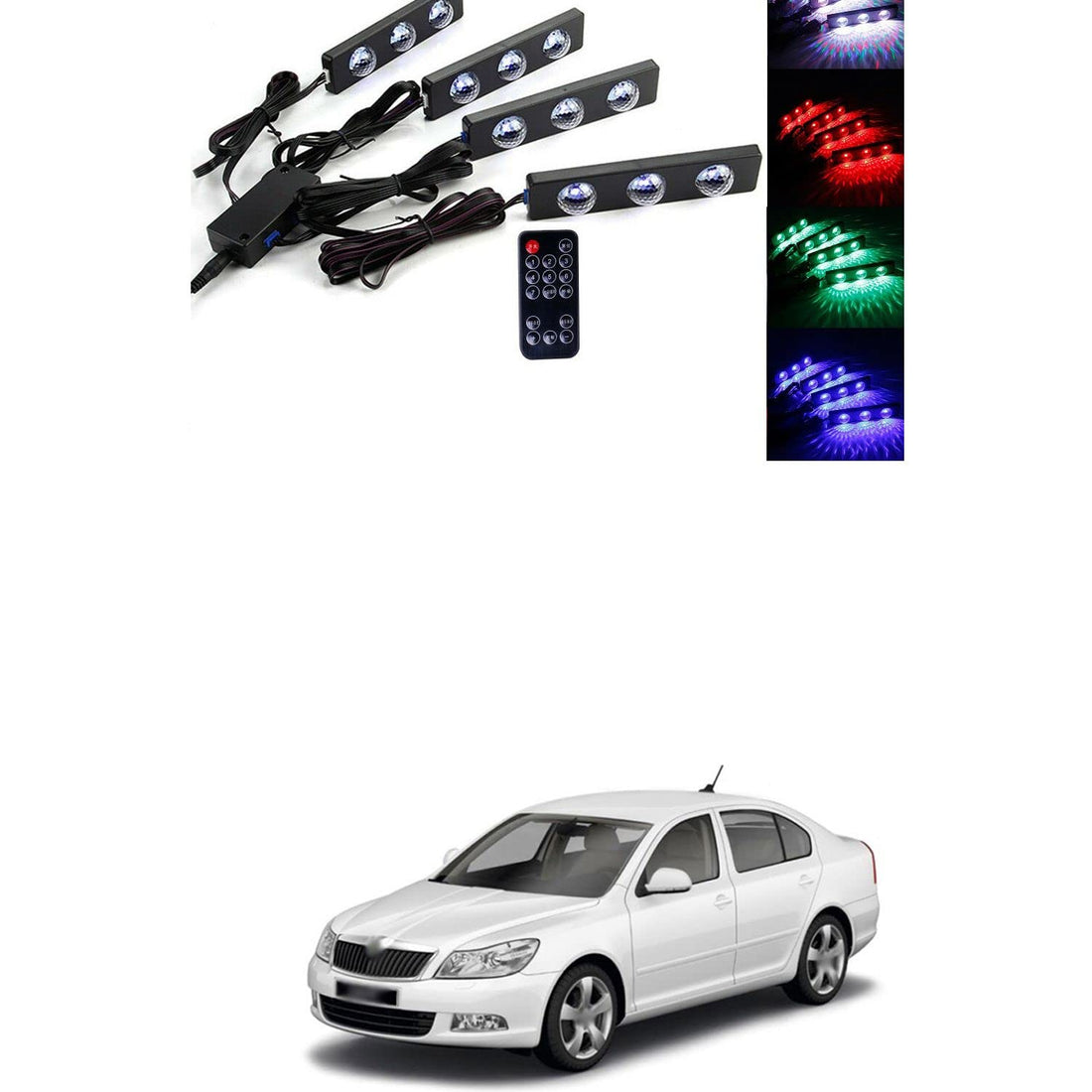 Car Interior LED Lights Under Dashboard Atmosphere Light 7 Color Starry Light with Wireless Remote (Set of 4pc) Compatible with L-Aura