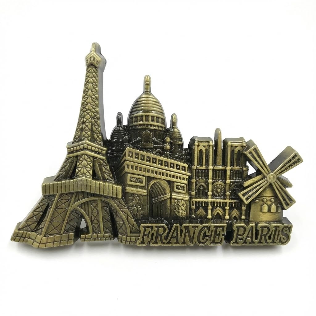 MySouqEg | 1 Pcs - Home Decor Retro Building Fridge Stickers 3D Metal Fridge Magnet Whiteboard Souvenir Decorative Gift for Refrigerator (France-Paris)