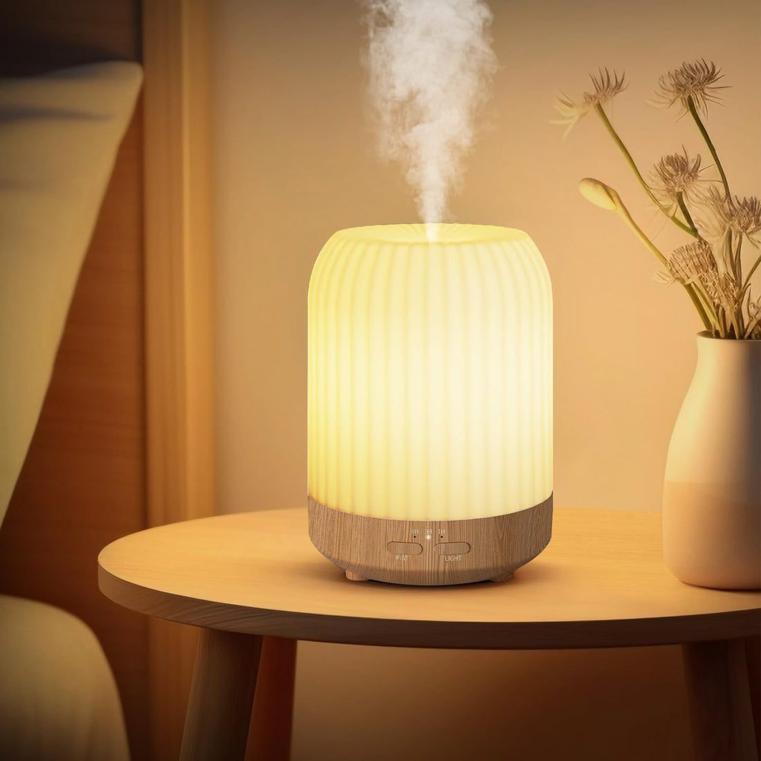 Necomi Essential Oil Aroma Diffuser 250ml, Upgraded Aromatherapy Diffuser with 3 Timers and 7 Color Lights, Cool Mist Humidifier with Dry Water Protection Automatic Power Off, Suitable for Home