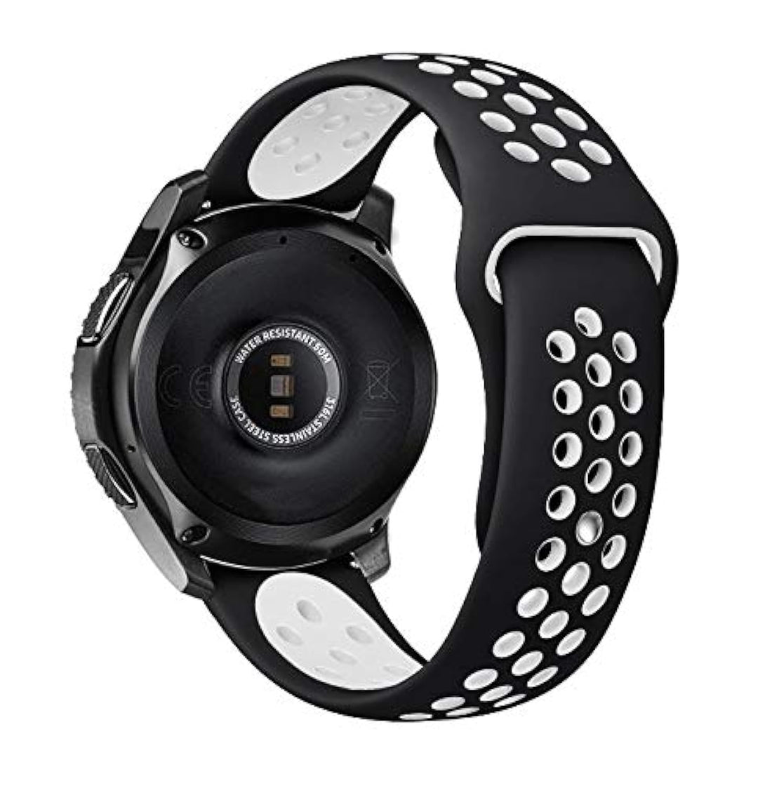 Smart Band Classic Watch Soft Breathable Silicone Replacement Strap for Samsung Gear S3-22mm, Black and White