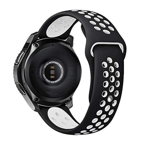 Smart Band Classic Watch Soft Breathable Silicone Replacement Strap for Samsung Gear S3-22mm, Black and White