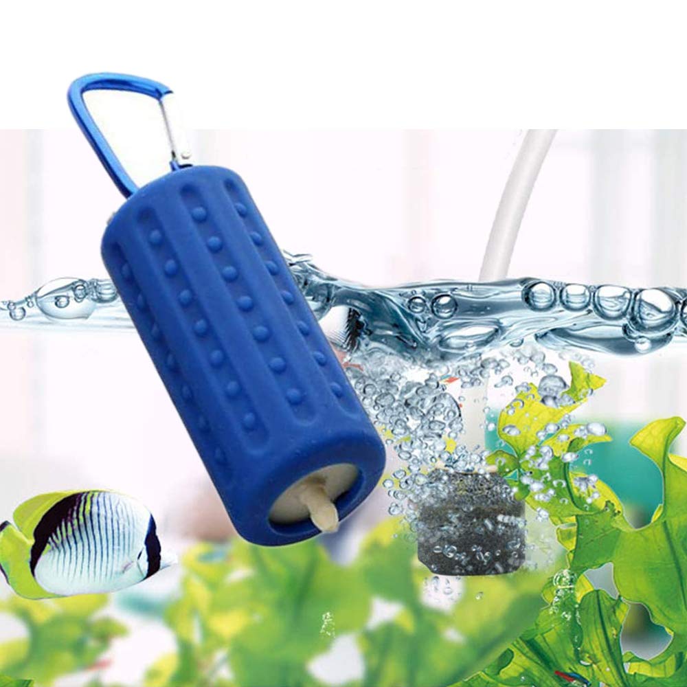 KABASI Aquarium Air Pumps, Mini USB Ultra Silent Aquarium Fish Tank Oxygen Air Pump with Air Stone and Silicone Tube, High Efficiency, Energy Saving, Plug and Play, 5V (Dark Blue)