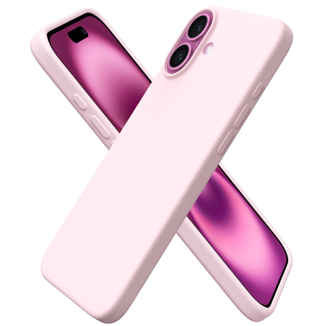 ORNARTO Case for Plus, Liquid Silicone Case Plus 6.7 Inches Soft Case, Multi-Layer Protection, Anti-Scratch Anti-Shock Slim Case with Microfiber Lining, Pink