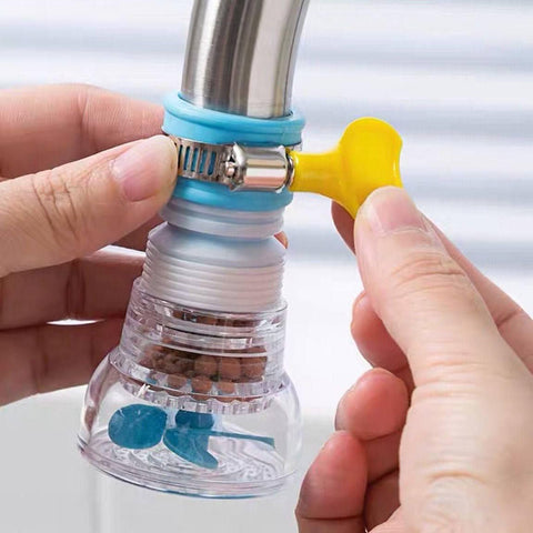 Household water filter with filter pills and water filter while using