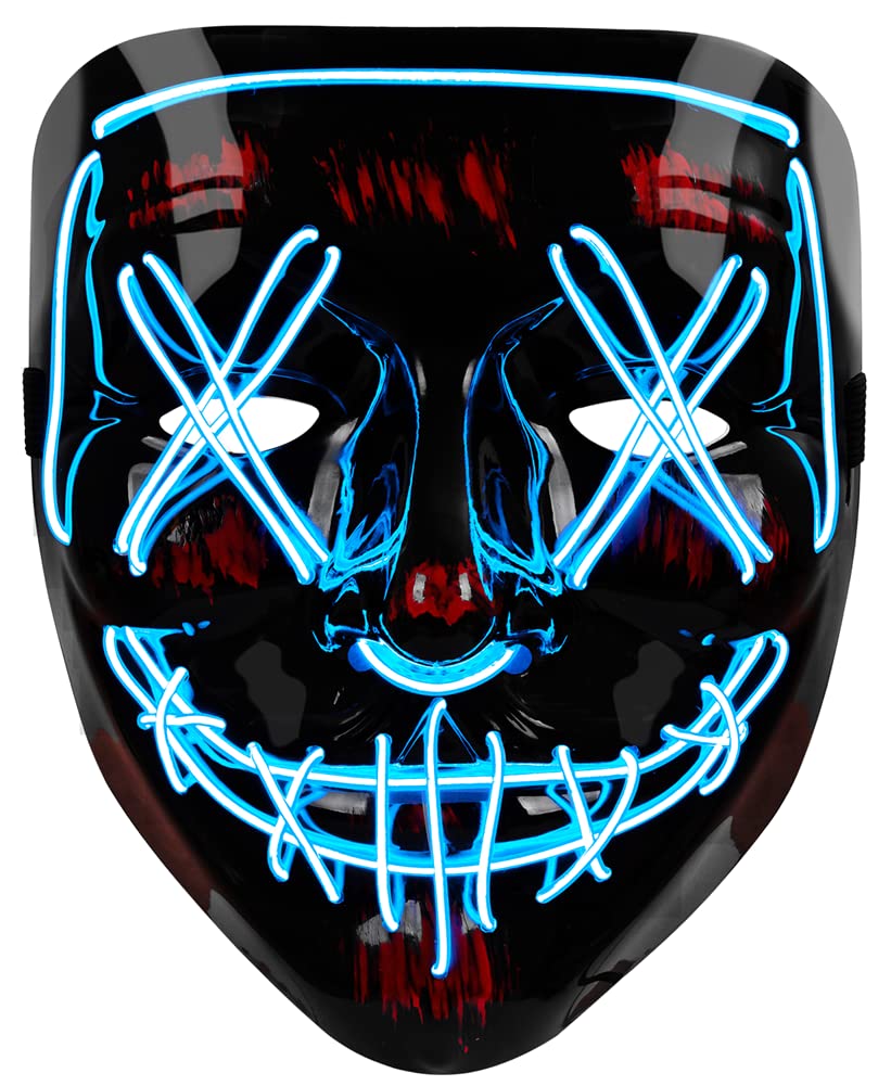 Wonka OU-BAND LED Halloween Mask - Purge Mask Costume, Scary Hacker Mask for Men, Women & Kids, Carnival & Gifts