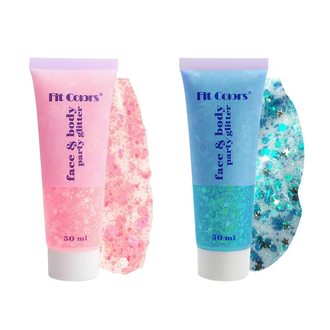 Jemey Glitter Gel, 2pcs Face Glitter, Sparkling Glitter Hairspray Festival Party DIY Art Accessories for Face, Body, Nail, Lip, Eye, Hair (Light Pink and Light Blue)