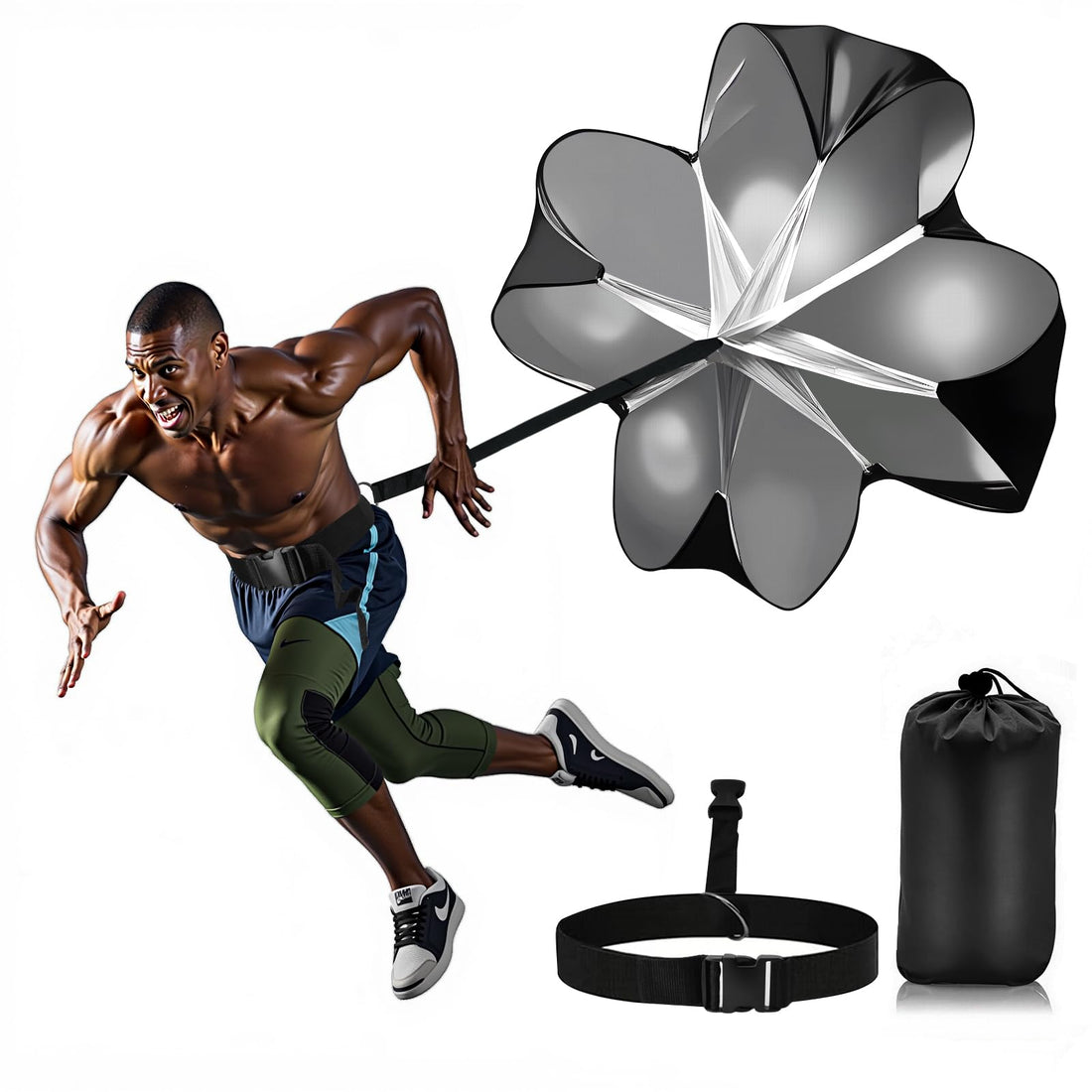 Nusogon Running Speed Training, 56 inch Speed Drills Resistance Parachute Running Sprint Chute Soccer Football Sport Speed Training