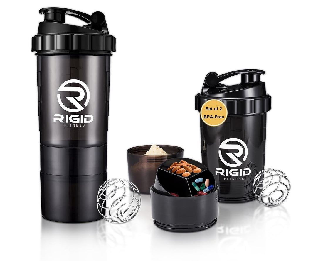 APPAREL (2 Pack) Protein Shaker BPA Free Gym Shaker 500ml x2 - Leakproof Shaker Bottle with No leakage Gym Protein Shaker – with Powder and Pills Compartments