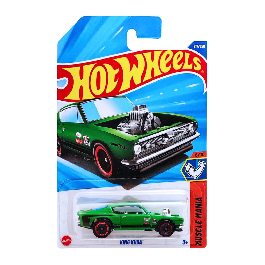 Hot Wheels - King Kuda - Muscle Mania 6/10 - JBB33 - Short Card - Chrysler - Good Year - Hella - Green - Mattel 2025-1:64