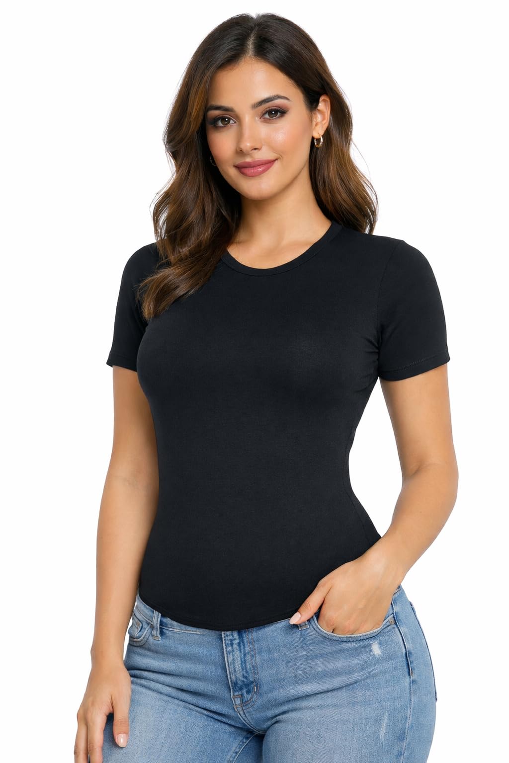 Basic Undershirt - Short Sleeve - Crew Neck - Slim Fit For Women