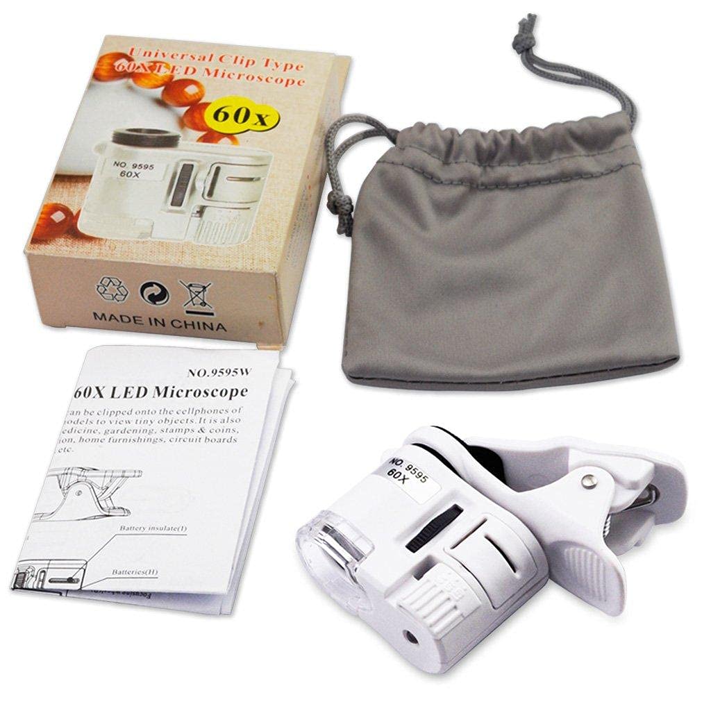 60 Times Magnifier Microscope Lens for Mobile Camera with LED Lighting/UV Magnifier 60X
