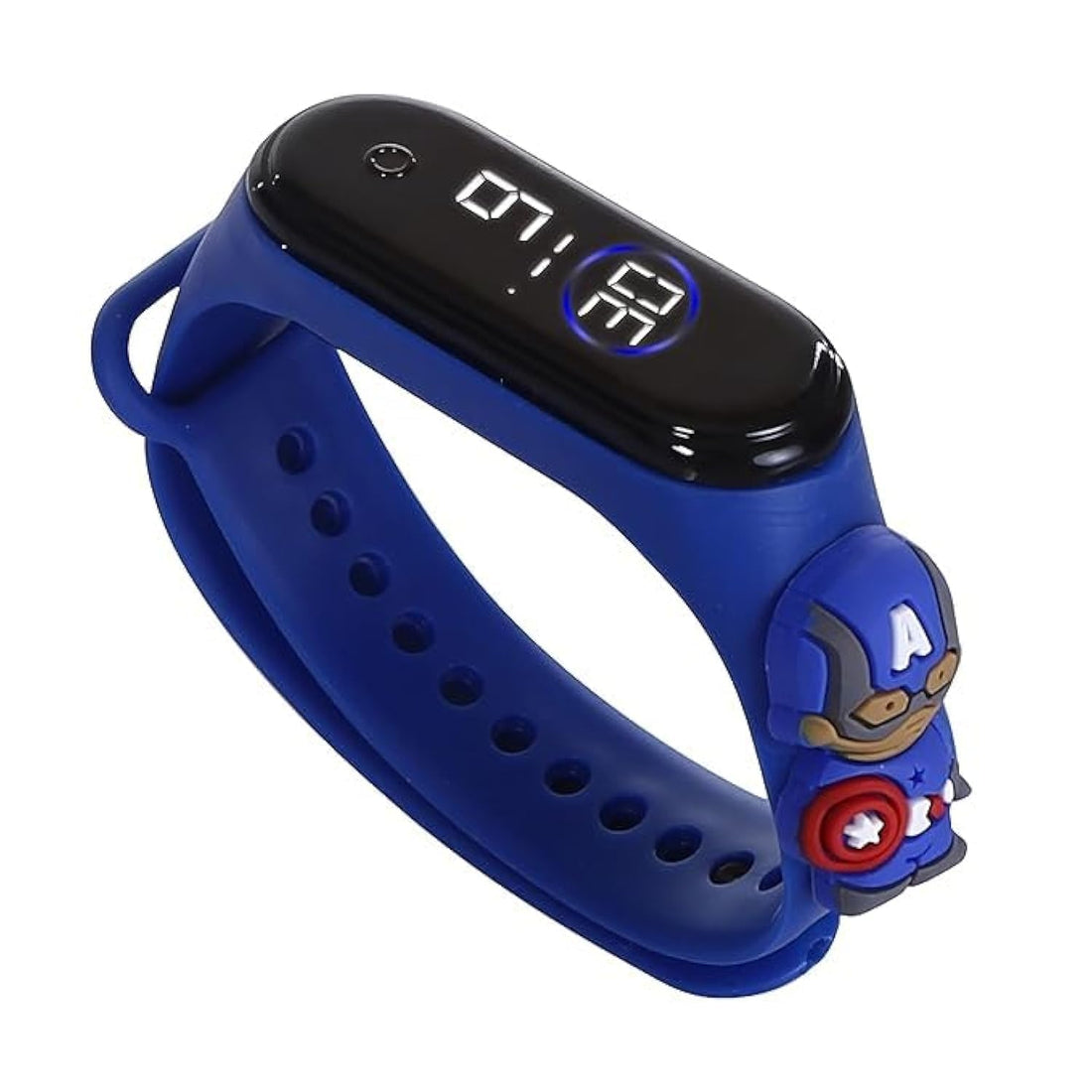 Digital Waterproof Stylish Wrist Smart Watch LED Band for Kids, Birthday Gift, Toys, Colorful Cartoon Character Super Hero for Boys & Girls Age 2 to 12 Years Multicolor (Blue)