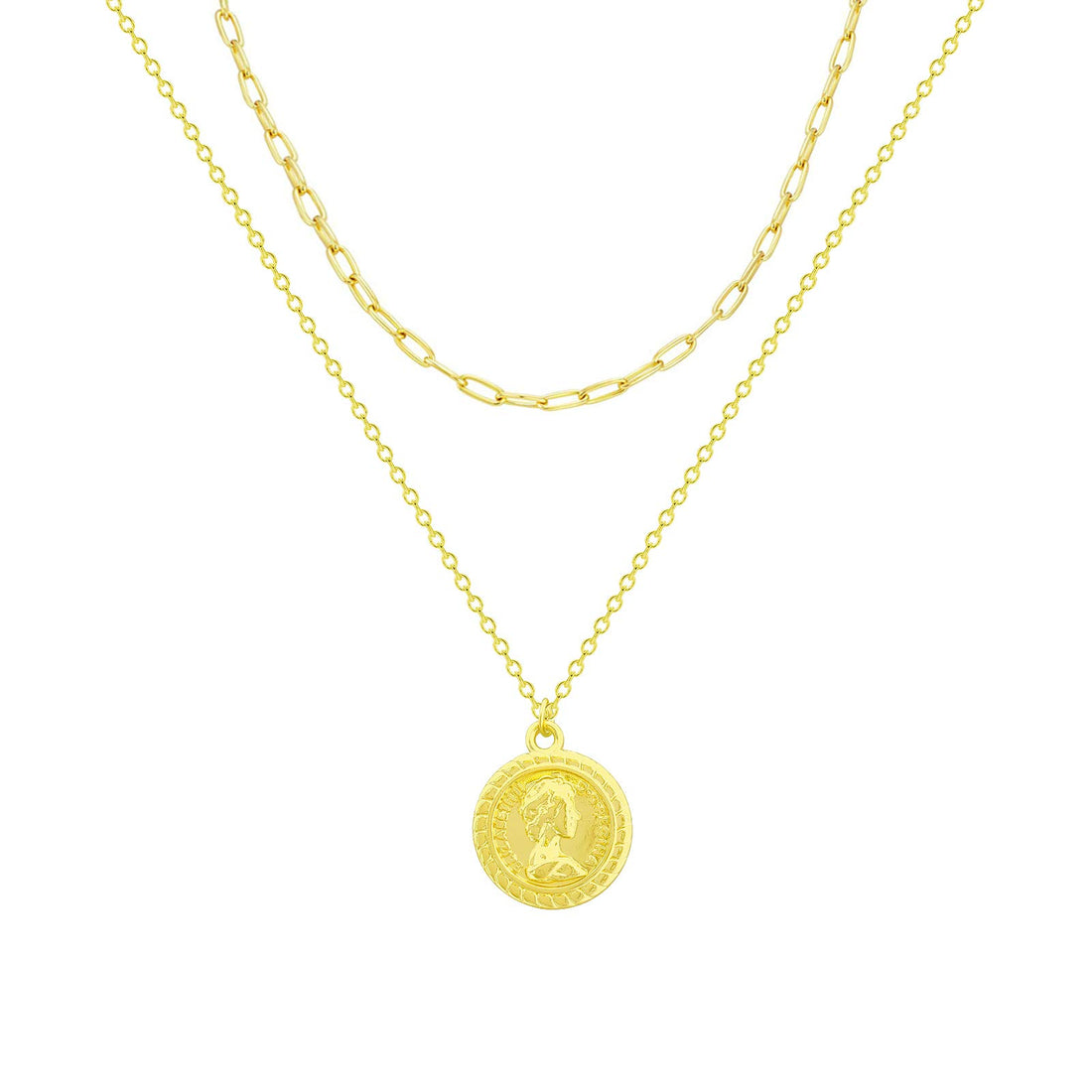 FUTIMELY 18k Gold Queen Coin Necklace for Women,Multilayer Coin Medallion Pendant Necklace Adjustable Layering Paper Clip Choker Necklaces Chain Set for Girls Jewelry, alloy, not known