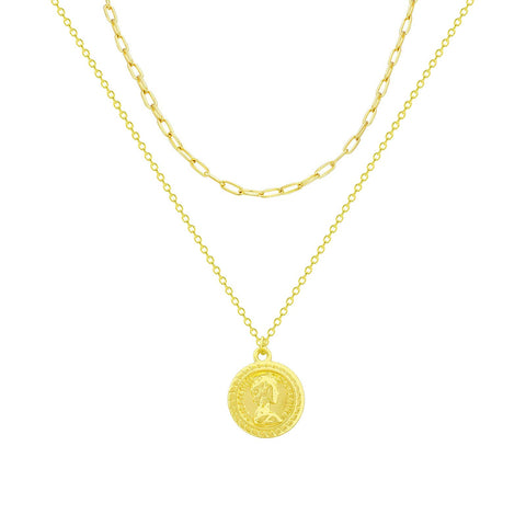 FUTIMELY 18k Gold Queen Coin Necklace for Women,Multilayer Coin Medallion Pendant Necklace Adjustable Layering Paper Clip Choker Necklaces Chain Set for Girls Jewelry, alloy, not known