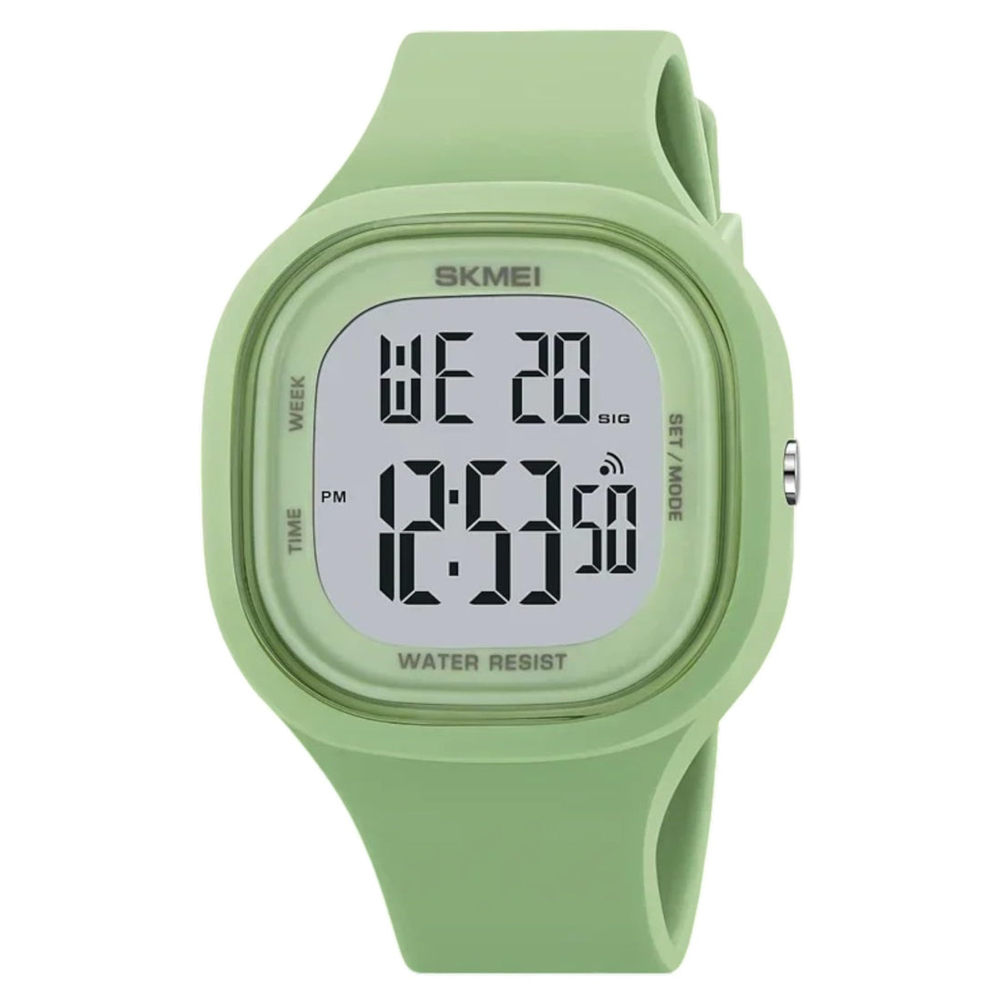SKMEI 2290 Digital Sports Watch Square Silicone 50M Water Resistant Chronograph Alarm White Red