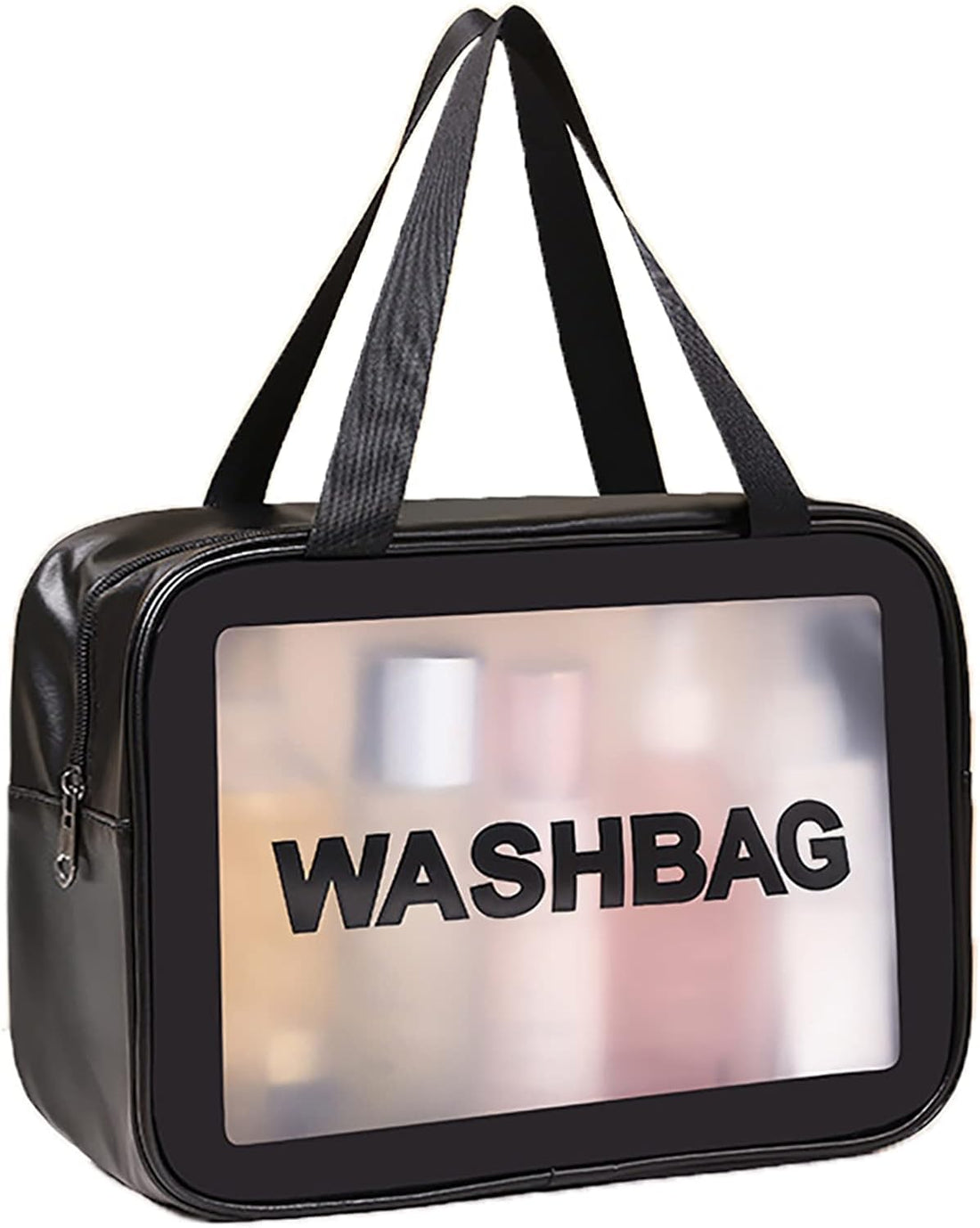 Circle M Matte Translucent Travel Toiletry Bag: Waterproof PVC Makeup Organizer 32x21.5x11.5cm – Black