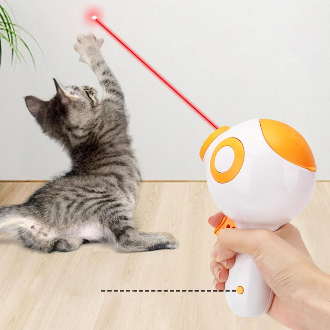 2-in-1 Interactive Dog and Cat Food Launcher with Laser Light – Interactive Dog & Cat Food Launcher for Indoor and Outdoor Play (Orange)