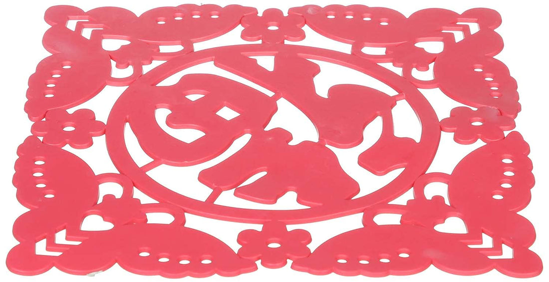 Square silicon table coaster - red