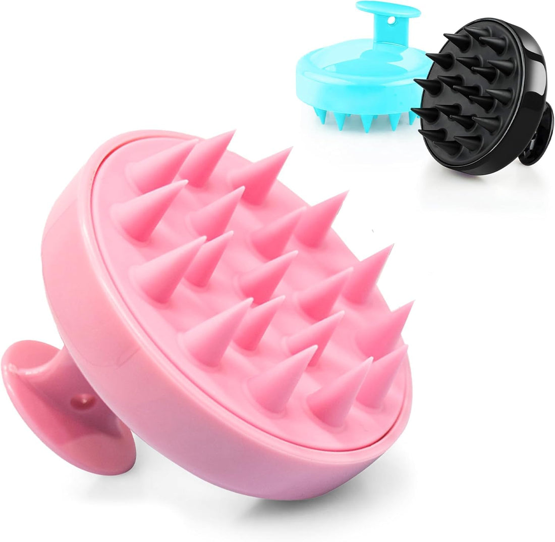 shampoo Massager Brush Scalp Exfoliator for Dandruff Removal Waterproof Shower Scalp Scrubber Tool for Hair Growth long Silicone Bristles Easily Reach -multicolor
