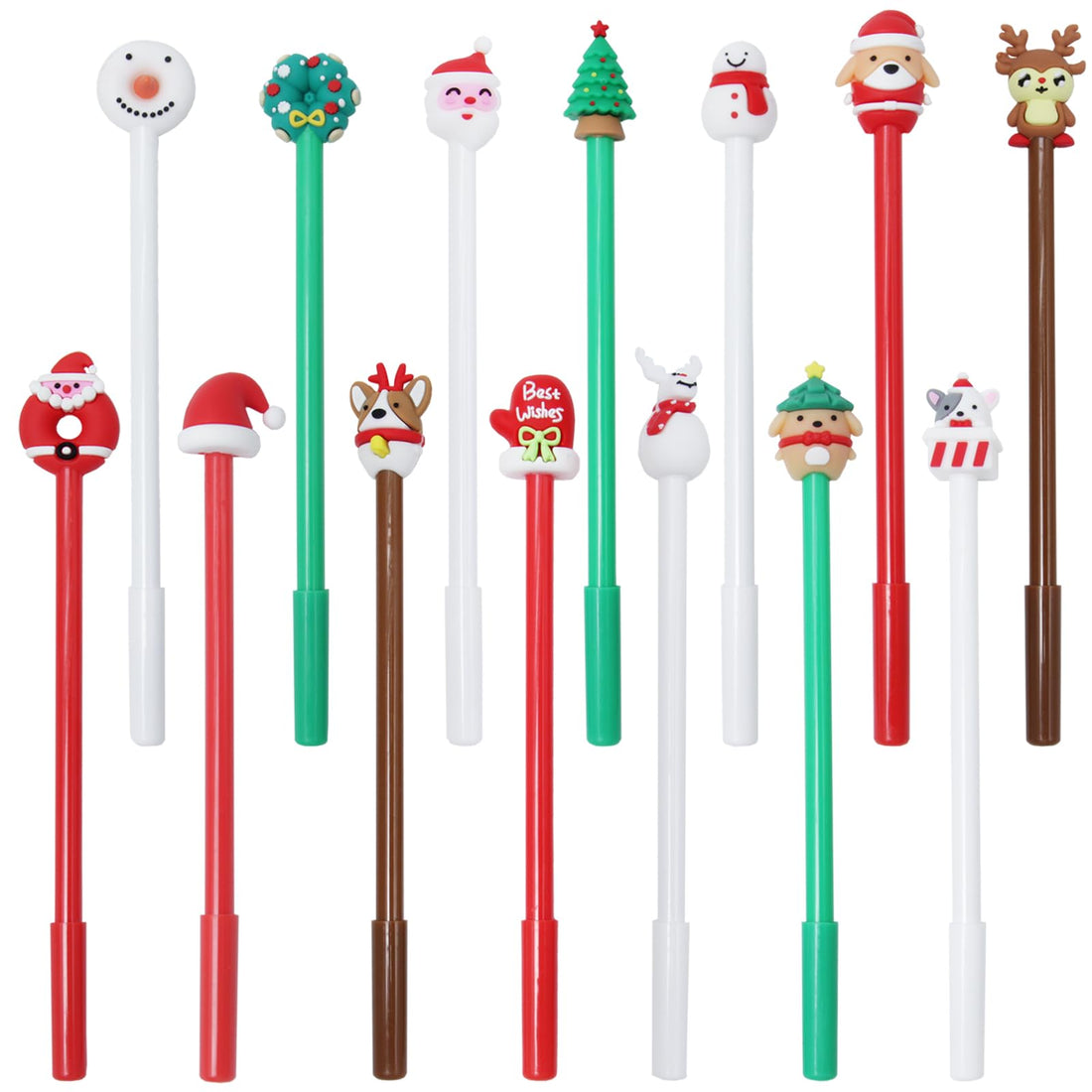 UTMACH Pack of 14 Gel Pens Christmas Pens Ballpoint Pens Christmas Rollerball Santa Pen 0.5 mm Black for Stationery Children Gift