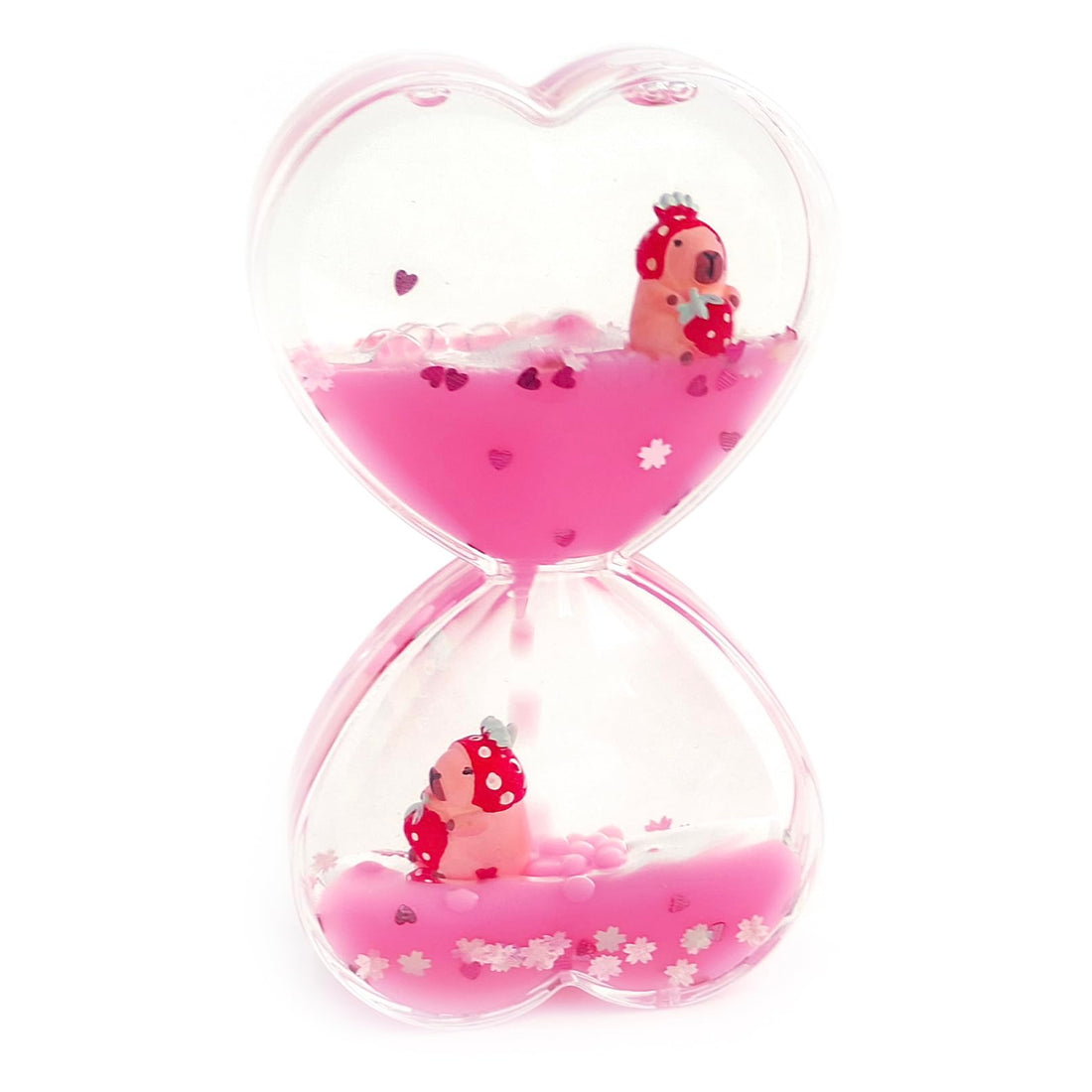 Water Hourglass Water Clock Timer Attractive Home Office Decor - Relaxing and Calming Toy, Liquid Motion Drop Timer - Best Gift Idea Gift Idea for Adults & Kids - 2 Heart Opposite (Pink)
