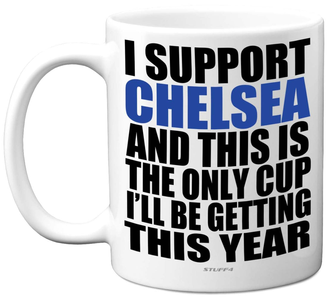 Stuff4 Funny Football Mug Gift for Chelsea Fans - Footy Only Cup - Joke Xmas Birthday Mugs Present Gifts for Son Dad Brother Uncle Colleague Friend Cousin, 11oz Ceramic Dishwasher Safe Coffee Tea Cup