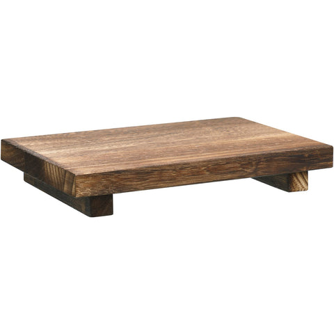 Rustic Wood Riser Tray, Azonee Sink Organizer Stand for Kitchen & Bathroom, Soap Holder, Candle & Bottle Display, Vintage Brown Wooden Countertop Decor, 9 x 6 Inch