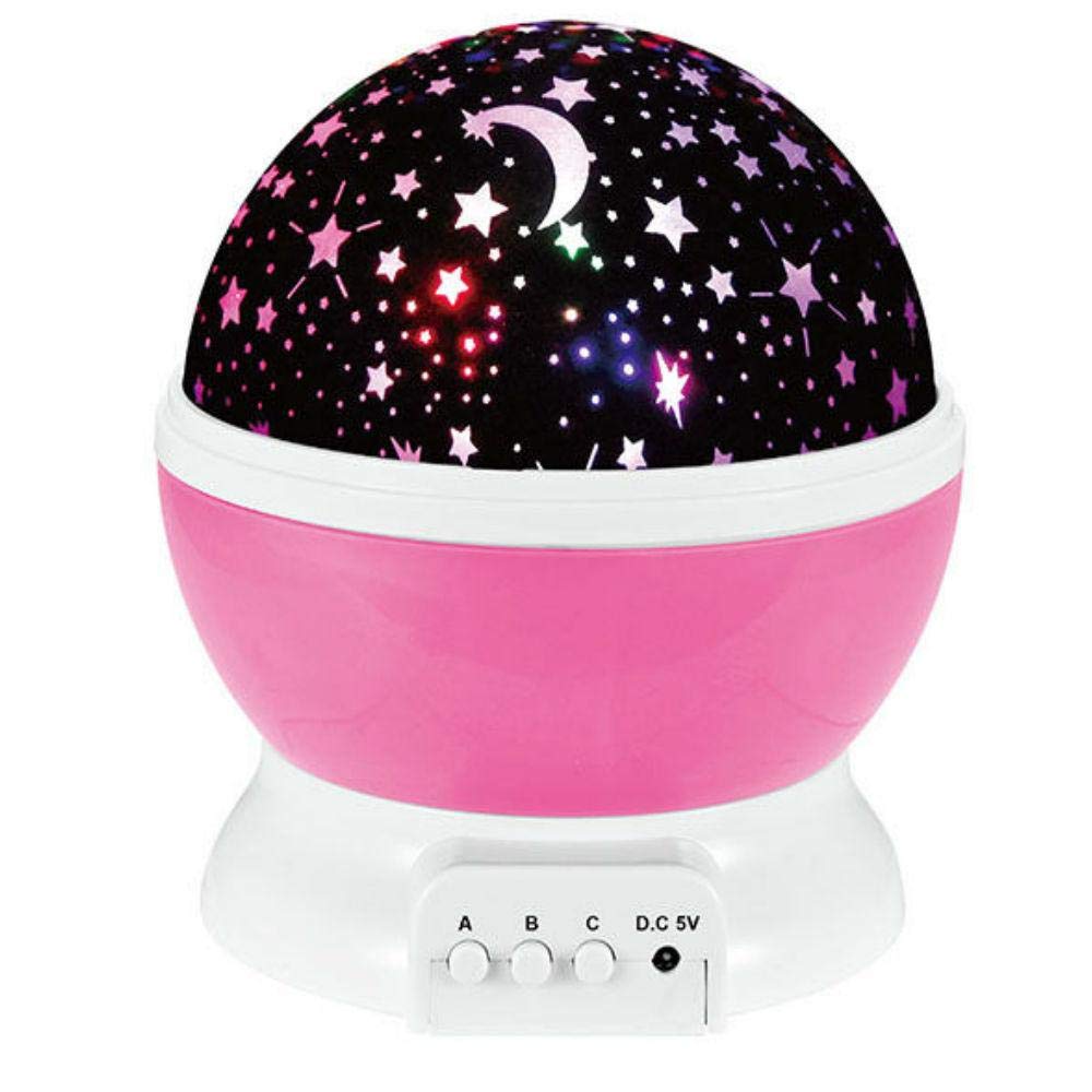 Kids Baby Rotating Stars Projector Night Lamp -Pink