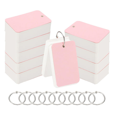 PATIKIL 1000Pcs Blank Index Flash Study Note Card, 3.5x2 Note Cards Study Card 100 Sheets Each White Blank Index Cards for Studying Memory Learning, Pink