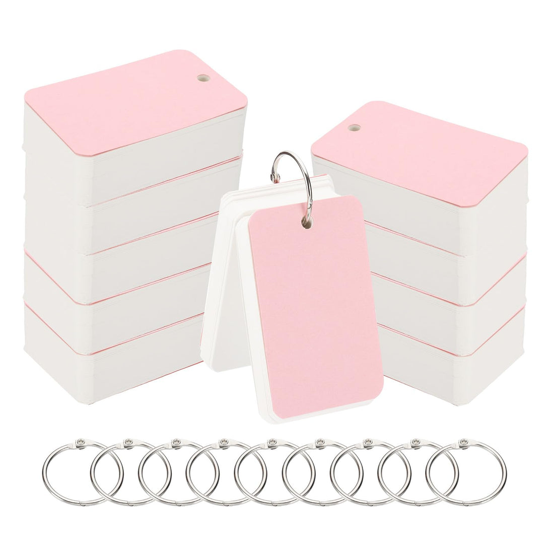 PATIKIL 1000Pcs Blank Index Flash Study Note Card, 3.5x2 Note Cards Study Card 100 Sheets Each White Blank Index Cards for Studying Memory Learning, Pink