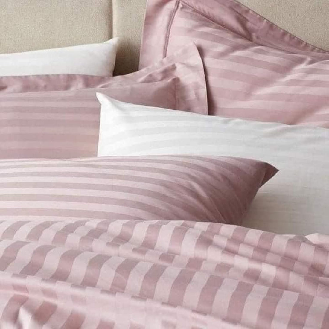 Egyptian Cotton Elastic Stripe Sateen Sheet Set (800 Thread Count, Cashmere, 180*200*30cm, QBED)