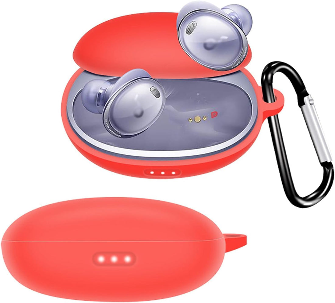 Dl3 Mobilak Silicone Case Compatible with Anker Soundcore Liberty 3 Pro Earbuds, Soft Silicone Protective Case Cover, Shockproof Sleeve with Carabiner (Red)