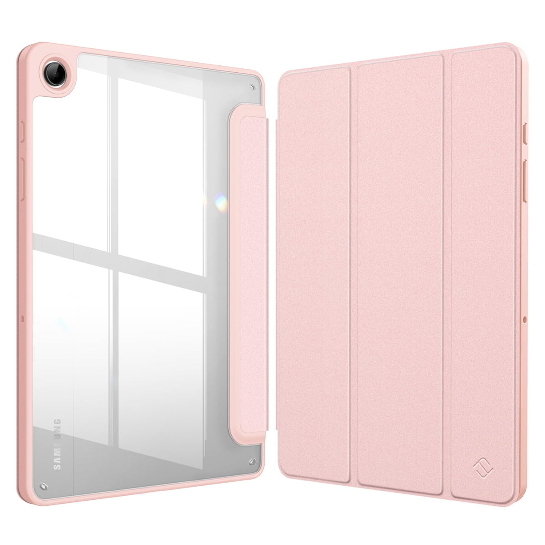 Fintie Hybrid Case for Samsung Galaxy Tab A9 Plus 11 Inch 2023 - Shockproof Protective Case with Transparent Hard Shell on the Back for Tablet A9+ SM-X210/X216/X218, Rose Gold