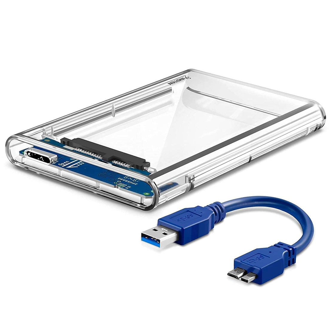 COOLCOLD 2.5'' (6.3 cm) USB 3.0 External Hard Drive Enclosure for SATA SSD HDD, SATA to USB3.0 Transparent Hard Disk Casing Support 7mm and 9.5mm SSD HDD, Portable Case Cover Supports UASP Max 6TB
