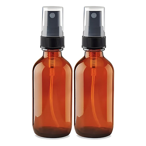 2 oz Amber Glass Spray Bottles, Set of 2 – Refillable, Leak-Proof, Perfect for Essential Oils, perfumes, Solutions, Travel, and DIY Sprays