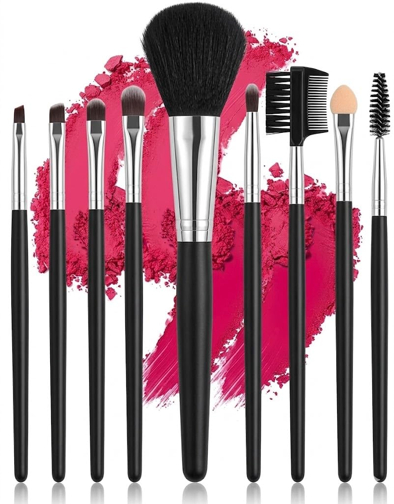 7pcs Ceramic Make-Up Brush Soft Bristles Convenient Daily Make-Up Tool Set Blush Eyeshadow Concealer Brush Loose Powder Highlighter Foundation Full Women Beauty Tool Set-BLACK COLOR