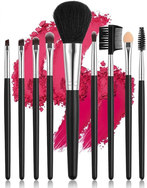 7pcs Ceramic Make-Up Brush Soft Bristles Convenient Daily Make-Up Tool Set Blush Eyeshadow Concealer Brush Loose Powder Highlighter Foundation Full Women Beauty Tool Set-BLACK COLOR