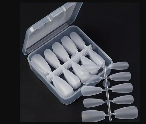 Soft Gel Nail Tips,100 PCS Matte No File Full Cover Acrylic Nail Tips, Pre-Shaped Natural French False Press On Nails for Women and Girls Nail Art. 5 Sizes