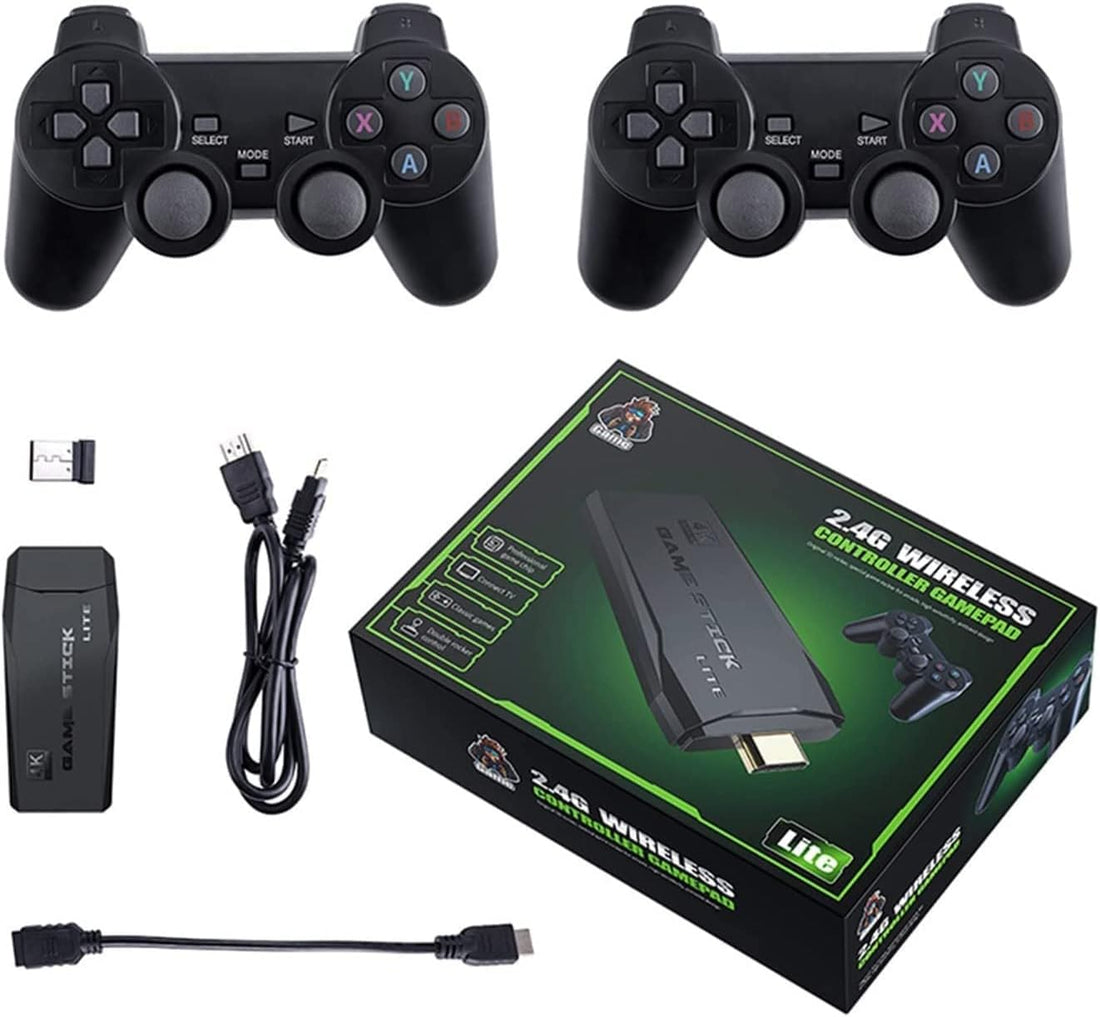 ELTERAZONE 4k smart video game tv stick, video game consoles,10,000 games 32/64gb retro classic gamin 2.4g wireless gamepads controller (64g,10000+ games)