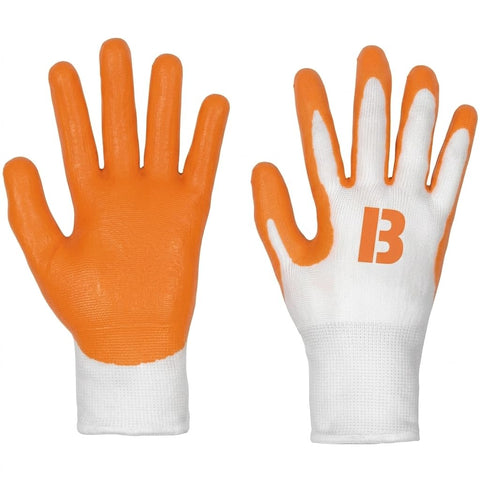 AspidaWorks® Check and Go Nit 3 Work Gloves, White and Amber, Nitrile Coated