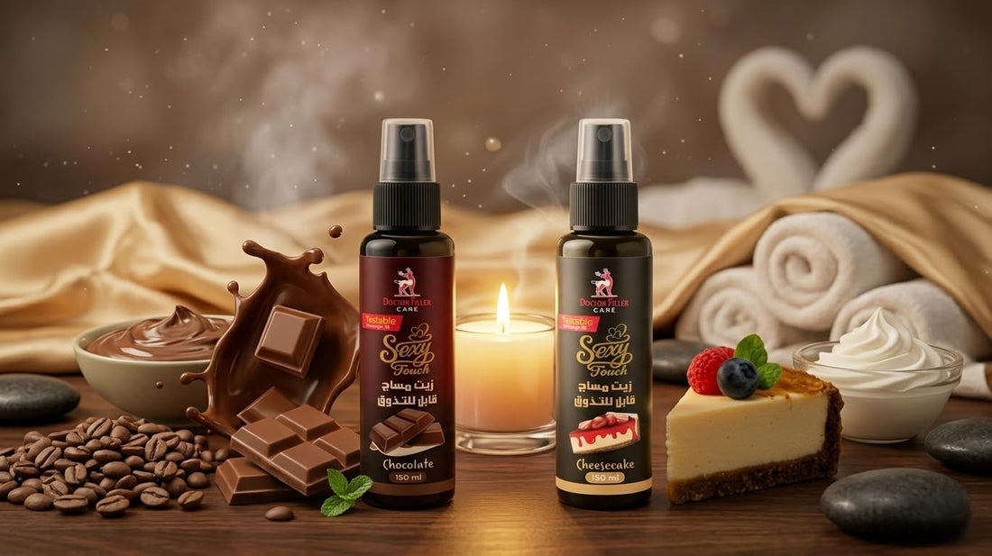 Natural Tastable Massage Oil set, Cheesecake Flavor and Chocolate Tasteable, Helps Relax Body, 150+150 ml (Chocolate Cheesecake)
