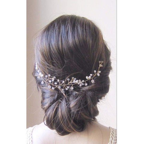 Unicra Bride Crystal Wedding Hair Vine Silver Flower Bridal Hair Piece Simple Bead Hair Accessories for Women and Girls