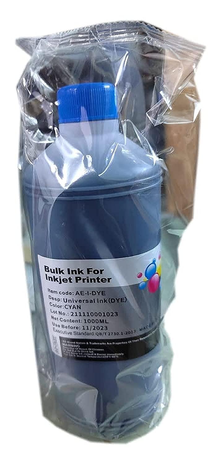 1000 ML Universal Refill BULK Ink kit for Epson Canon HP Brother Lexmark DELL Kodak Inkjet Printer Cartridge Printer Ink (1 Color) (C, Y, M or K) (CYAN)