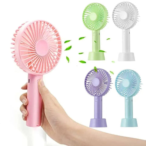 One94Store Mini Portable USB Hand Fan, Usb Fan Portable High Speed Built-in Rechargeable Battery Operated Summer Cooling Table Fan with Stand For Home Office Indoor Outdoor Travel(Assorted Color)