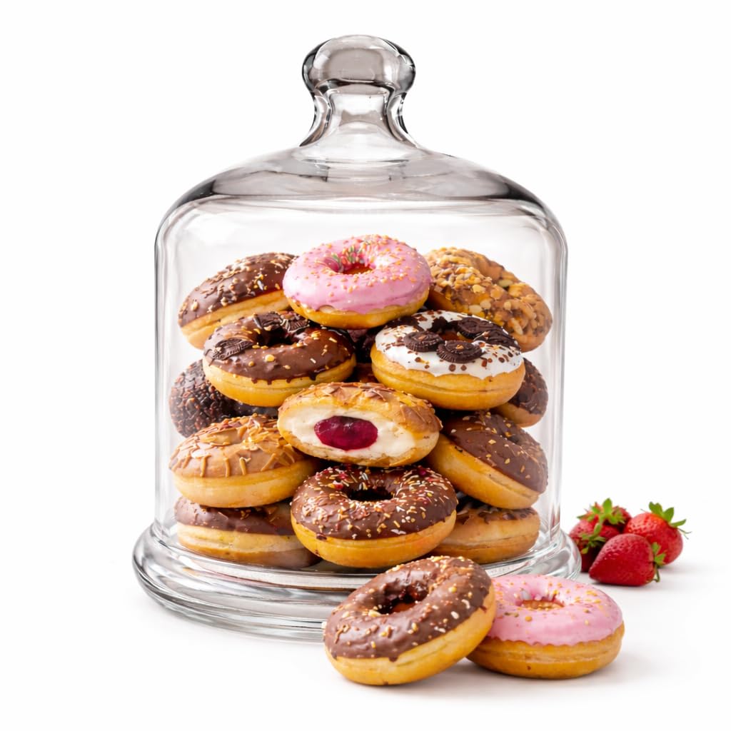 OVA Clear Glass Storage Jar with Lid, Elegant Reusable Kitchen Container for Candies, Cookies, Snacks & Dry Food, Decorative Countertop Jar for Home, Parties & Organization