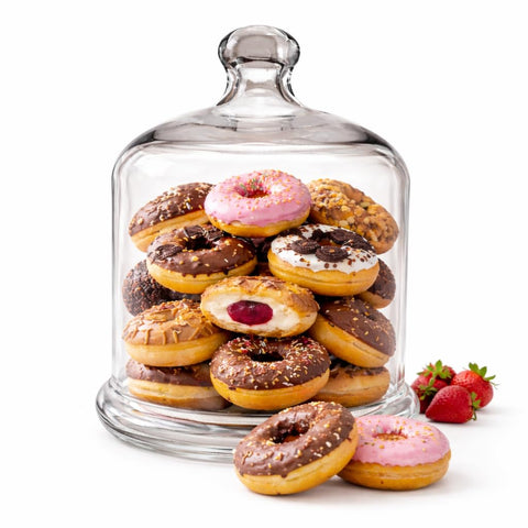 OVA Clear Glass Storage Jar with Lid, Elegant Reusable Kitchen Container for Candies, Cookies, Snacks & Dry Food, Decorative Countertop Jar for Home, Parties & Organization
