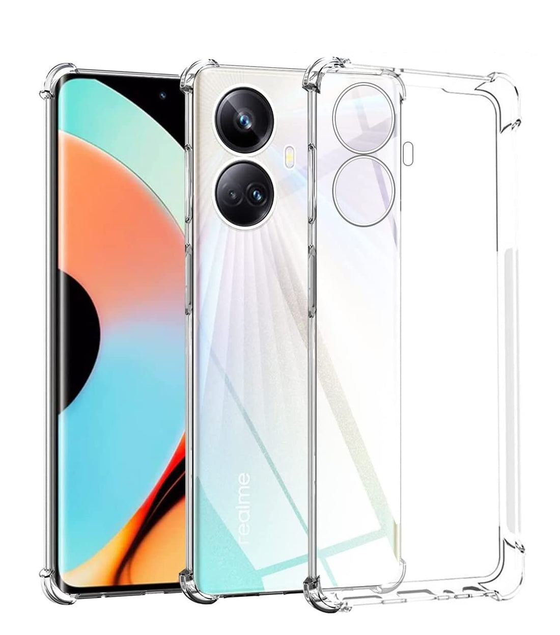 Dl3 Mobilak Case Compatible with realme 10 pro plus, Cover Silicone Transparent TPU Gorilla Anti-shock Protector Camera Shockproof Corners - Clear