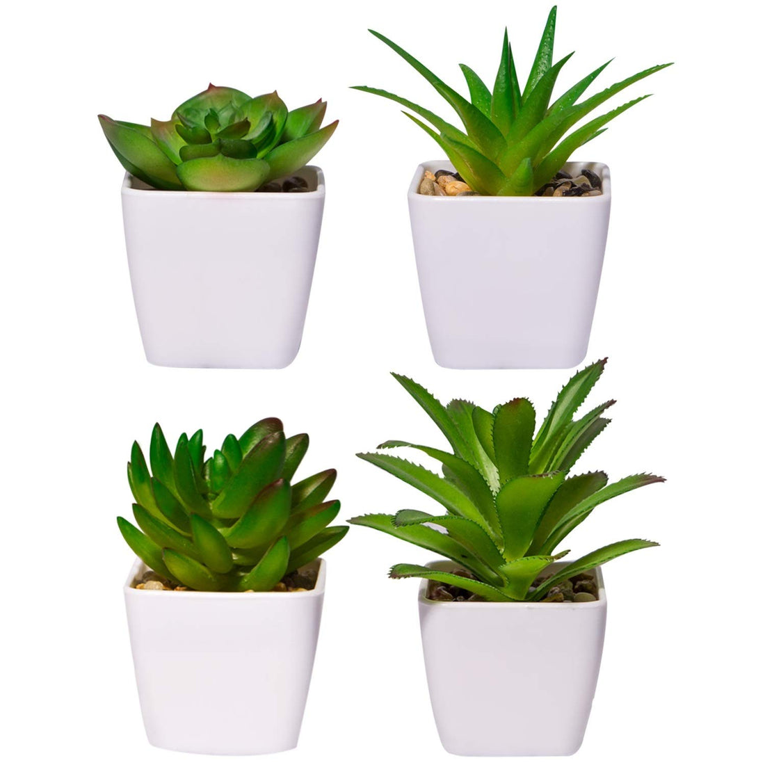 YHmall 4 PCS Artificial Plants Indoors in Pots Fake Plants Potted Series Desk Artificial Plastic Plant for House Office Bedroom Bathroom Kitchen Decor (GREEN 1)