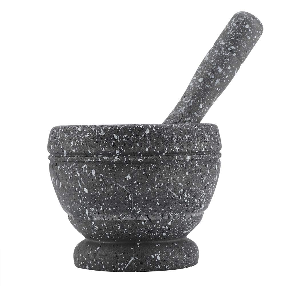 Mortar and Pestle Set, Manual Garlic and Seasoning Grinder with Non Slip Base Grinding Bowl for Crushing Seasonings, Making Paste, Guacamole and More (Granite Pattern)